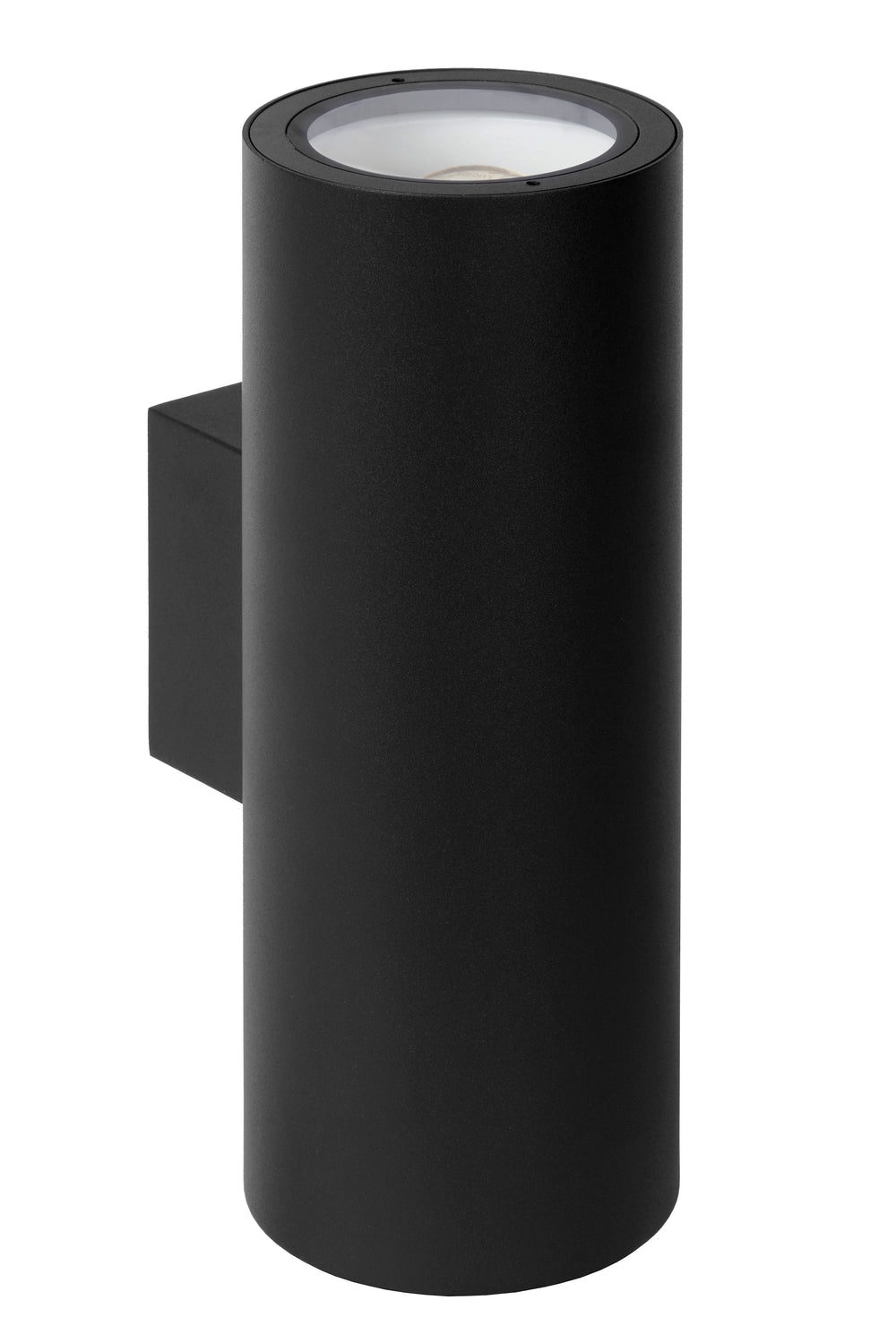 Lucide VOLANTIS Black outdoor wall light, 2xE27, IP54, uplight & downlight, modern aluminum cylinder