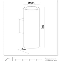Lucide VOLANTIS Black outdoor wall light, 2xE27, IP54, uplight & downlight, modern aluminum cylinder