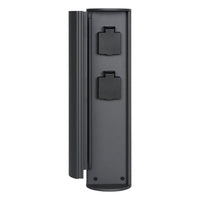 Lucide outdoor power socket pillar IP44, Type F grounded outlets, aluminium anthracite finish, 40cm height