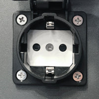 Lucide outdoor power socket pillar IP44, Type F grounded outlets, aluminium anthracite finish, 40cm height