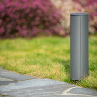Lucide outdoor power socket pillar IP44, Type F grounded outlets, aluminium anthracite finish, 40cm height