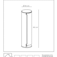 Lucide outdoor power socket pillar IP44, Type F grounded outlets, aluminium anthracite finish, 40cm height