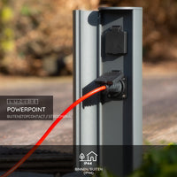 Lucide outdoor power socket pillar IP44, Type F grounded outlets, aluminium anthracite finish, 40cm height