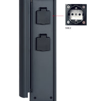 Lucide outdoor power socket pillar IP44, Type F grounded outlets, aluminium anthracite finish, 40cm height