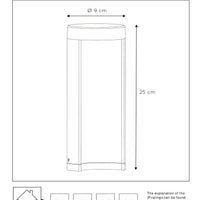 Lucide COMBO LED garden pedestal light, 9W 3000K, IP54 Black aluminum, 250mm modern outdoor bollard