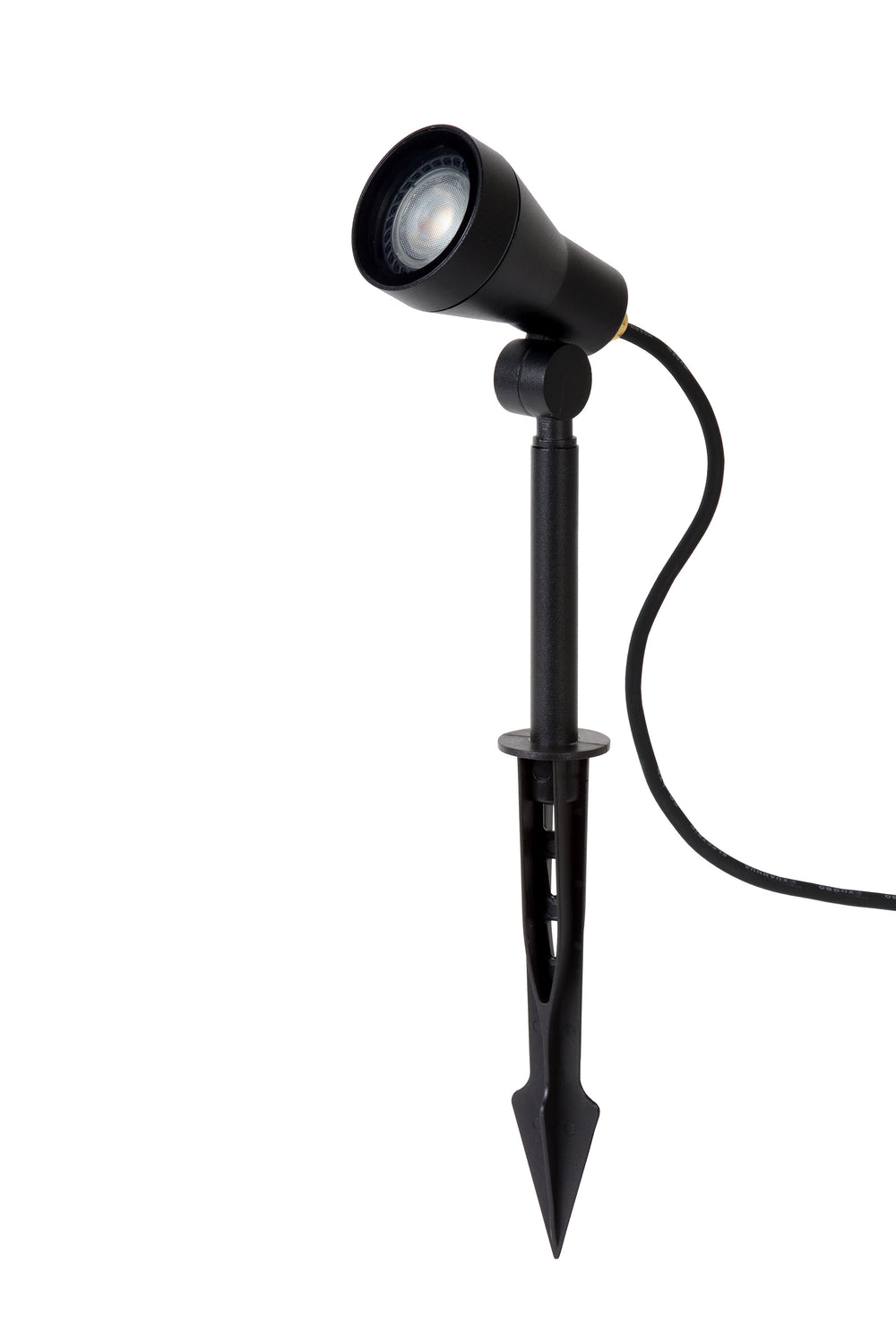 Lucide SPIKE LED garden spotlight, 1x5W GU10 3000K, dimmable, IP54 Black aluminum outdoor light