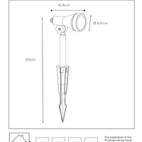 Lucide SPIKE LED garden spotlight, 1x5W GU10 3000K, dimmable, IP54 Black aluminum outdoor light