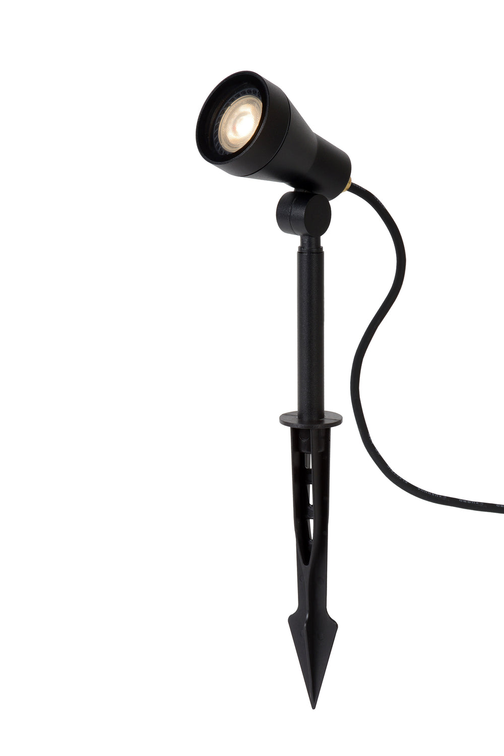Lucide SPIKE LED garden spotlight, 1x5W GU10 3000K, dimmable, IP54 Black aluminum outdoor light