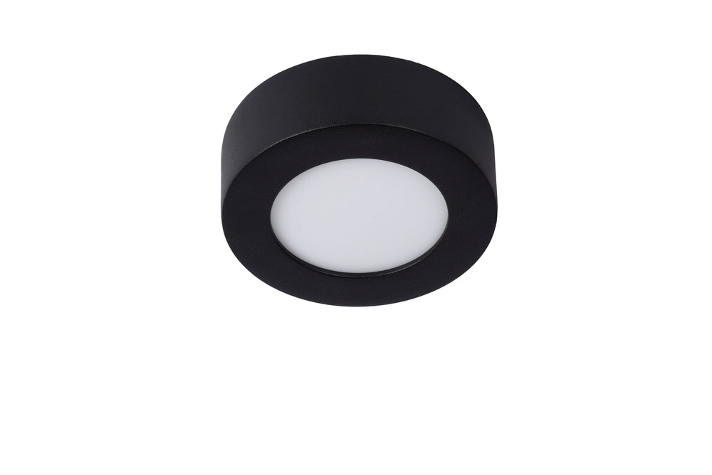 Lucide BRICE LED bathroom ceiling light, round 8W dimmable 3000K IP44 Matt Black Ø117mm