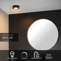 Lucide BRICE LED bathroom ceiling light, round 8W dimmable 3000K IP44 Matt Black Ø117mm