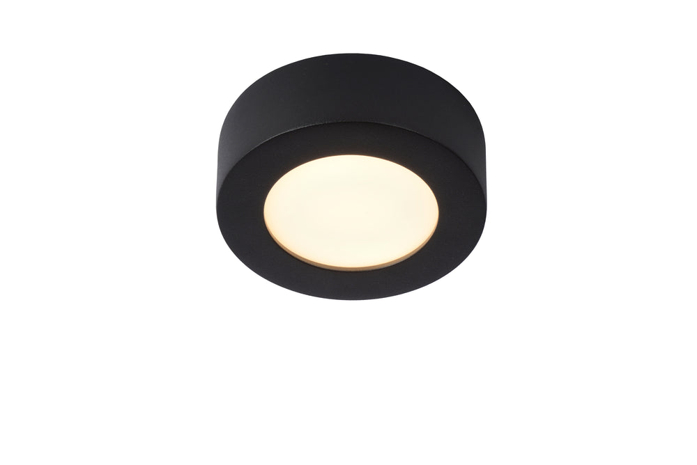 Lucide BRICE LED bathroom ceiling light, round 8W dimmable 3000K IP44 Matt Black Ø117mm