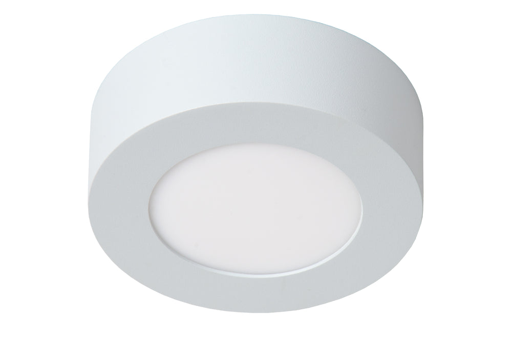 Lucide BRICE LED Badezimmer-Deckenleuchte, rund 8W 3000K dimmbar, IP44 Weiß Ø117mm