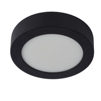 Lucide BRICE LED bathroom ceiling light, 12W 3000K dimmable, IP44 round Black Ø18cm