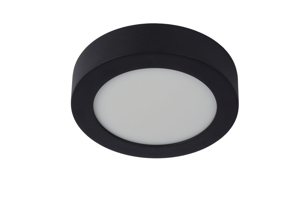 Lucide BRICE LED bathroom ceiling light, 12W 3000K dimmable, IP44 round Black Ø18cm