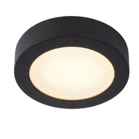 Lucide BRICE LED bathroom ceiling light, 12W 3000K dimmable, IP44 round Black Ø18cm