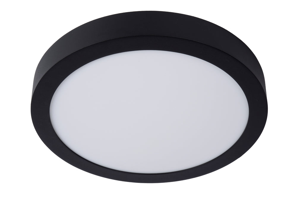 Lucide BRICE LED ceiling light, 30W 3000K dimmable, IP44 round 30cm, Matt Black, modern bathroom lighting