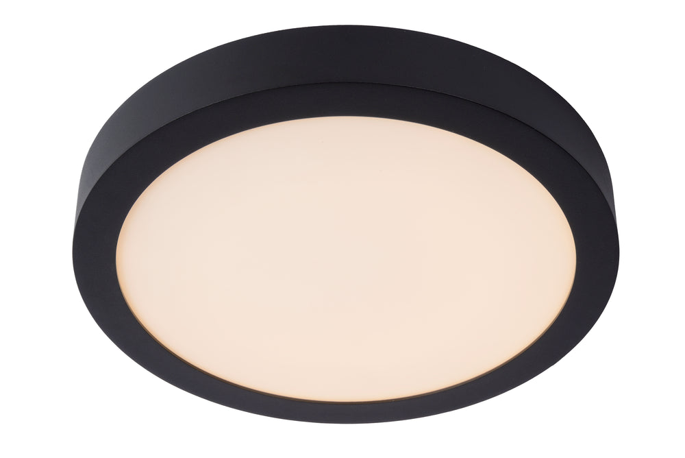 Lucide BRICE LED ceiling light, 30W 3000K dimmable, IP44 round 30cm, Matt Black, modern bathroom lighting