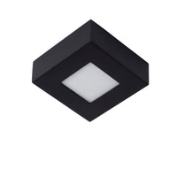 Lucide BRICE LED bathroom ceiling light, dimmable 8W 3000K, IP44, square black finish