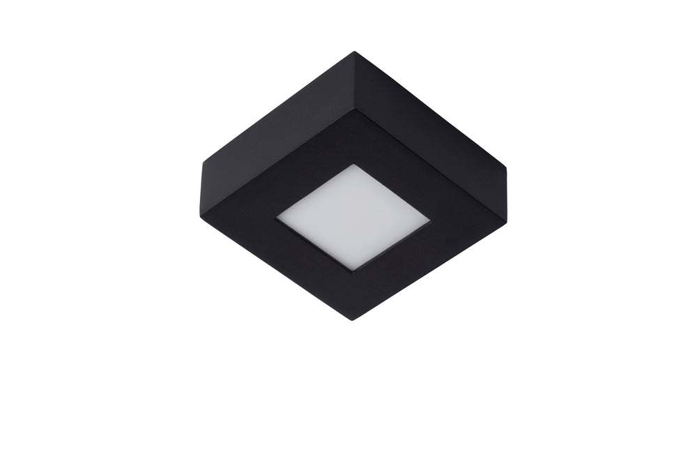 Lucide BRICE LED bathroom ceiling light, dimmable 8W 3000K, IP44, square black finish