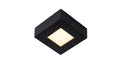 Lucide BRICE LED bathroom ceiling light, dimmable 8W 3000K, IP44, square black finish
