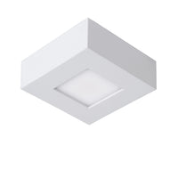 Lucide BRICE LED bathroom ceiling light, dimmable 8W 3000K, IP44, square white aluminum 220-240V