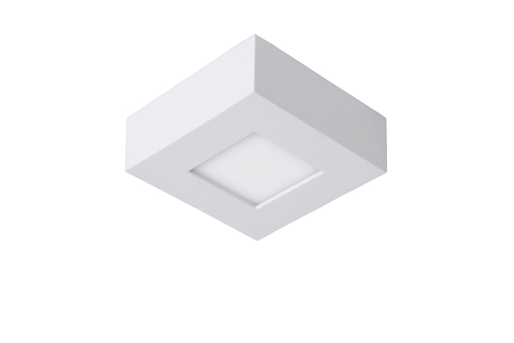 Lucide BRICE LED bathroom ceiling light, dimmable 8W 3000K, IP44, square white aluminum 220-240V