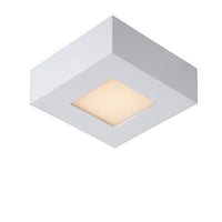 Lucide BRICE LED bathroom ceiling light, dimmable 8W 3000K, IP44, square white aluminum 220-240V