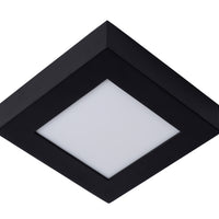 Lucide BRICE LED bathroom ceiling light, dimmable 15W 3000K, IP44, square matt Black finish