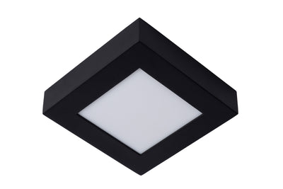 Lucide BRICE LED bathroom ceiling light, dimmable 15W 3000K, IP44, square matt Black finish