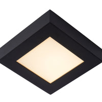 Lucide BRICE LED bathroom ceiling light, dimmable 15W 3000K, IP44, square matt Black finish
