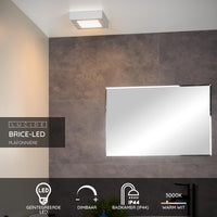 Lucide BRICE LED bathroom ceiling light, dimmable 15W 3000K, IP44, square Matt White finish