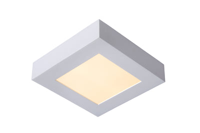 Lucide BRICE LED bathroom ceiling light, dimmable 15W 3000K, IP44, square Matt White finish