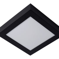 Lucide BRICE LED bathroom ceiling light, dimmable 22W 3000K IP44, square 220mm Matt Black