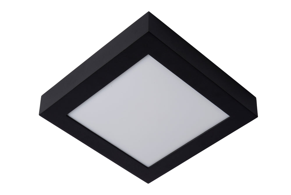 Lucide BRICE LED bathroom ceiling light, dimmable 22W 3000K IP44, square 220mm Matt Black