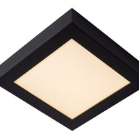 Lucide BRICE LED bathroom ceiling light, dimmable 22W 3000K IP44, square 220mm Matt Black