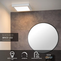 Lucide BRICE LED bathroom ceiling light, dimmable 30W 3000K, IP44, White, modern square design