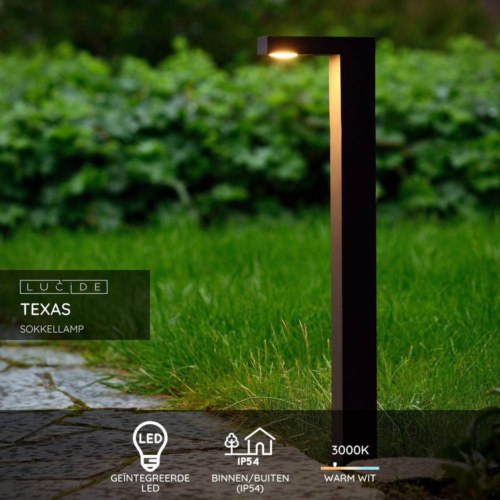 Lucide TEXAS LED bollard light 7W 3000K IP54 Anthracite outdoor aluminum 220-240V 600mm modern garden lighting