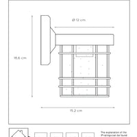 Lucide KEPPEL wall light indoor outdoor E27 socket IP44 Matt Black metal 220-240V 60W