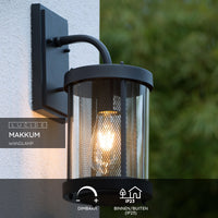 Lucide Makkum wall light, 1xE27, IP23 outdoor indoor lamp, Matt Black metal, 220-240V, 60W max