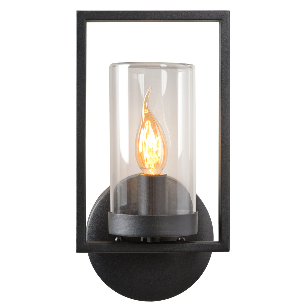 Lucide NISPEN wall light Black, 1xE14 socket, 40W max, IP44 outdoor indoor metal fixture 220-240V