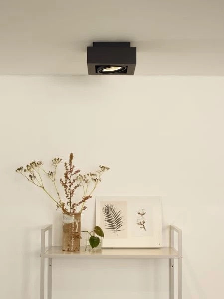 Lucide ZEFIX LED Deckenstrahler, Dim to Warm, GU10 12W 2200K-3000K, verstellbar, quadratisch, Schwarz, IP20