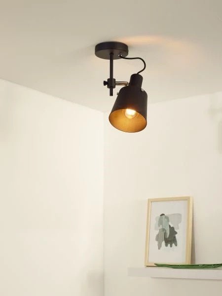 Lucide Quinny schwarz LED-Deckenstrahler 1xE27, IP20, 80 CRI, 220-240V
