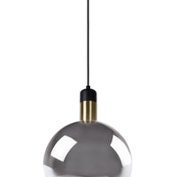 Lucide JULIUS pendant light Ø28cm smoke glass black wood gold metal E27 40W dimmable IP20 220-240V