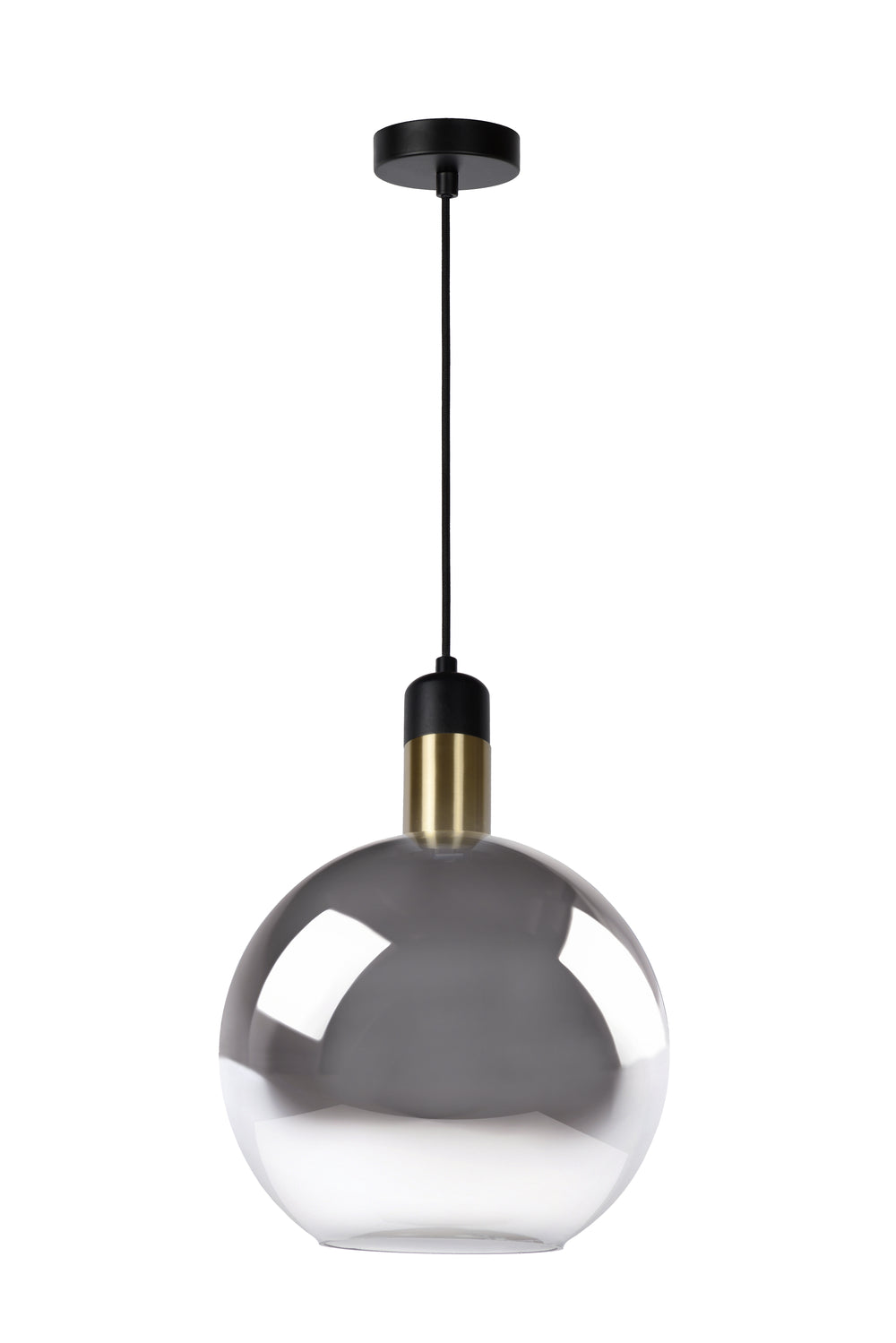 Lucide JULIUS pendant light Ø28cm smoke glass black wood gold metal E27 40W dimmable IP20 220-240V