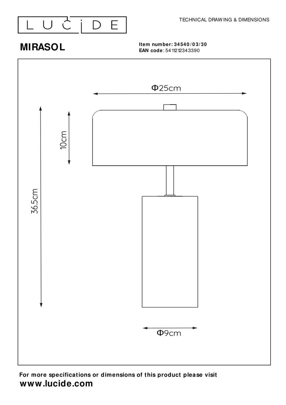 Lucide MIRASOL modern table lamp Ø25cm Black marble metal, 3xG9 sockets, dimmable with cable switch, IP20