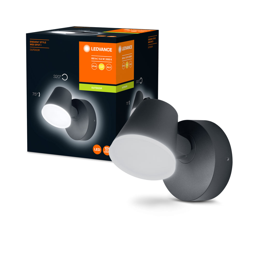 Ledvance ENDURA Style Midi Spot I LED wall light 13.5W 3000K 800 lumens IP44 Dark Gray outdoor