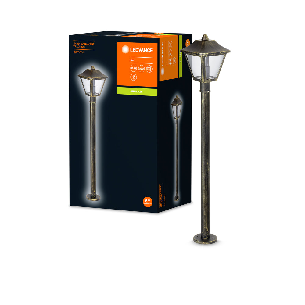 Ledvance ENDURA Classic Tradition Außen-Stehlaterne E27 Schwarz/Gold IP44 Aluminium 1000mm