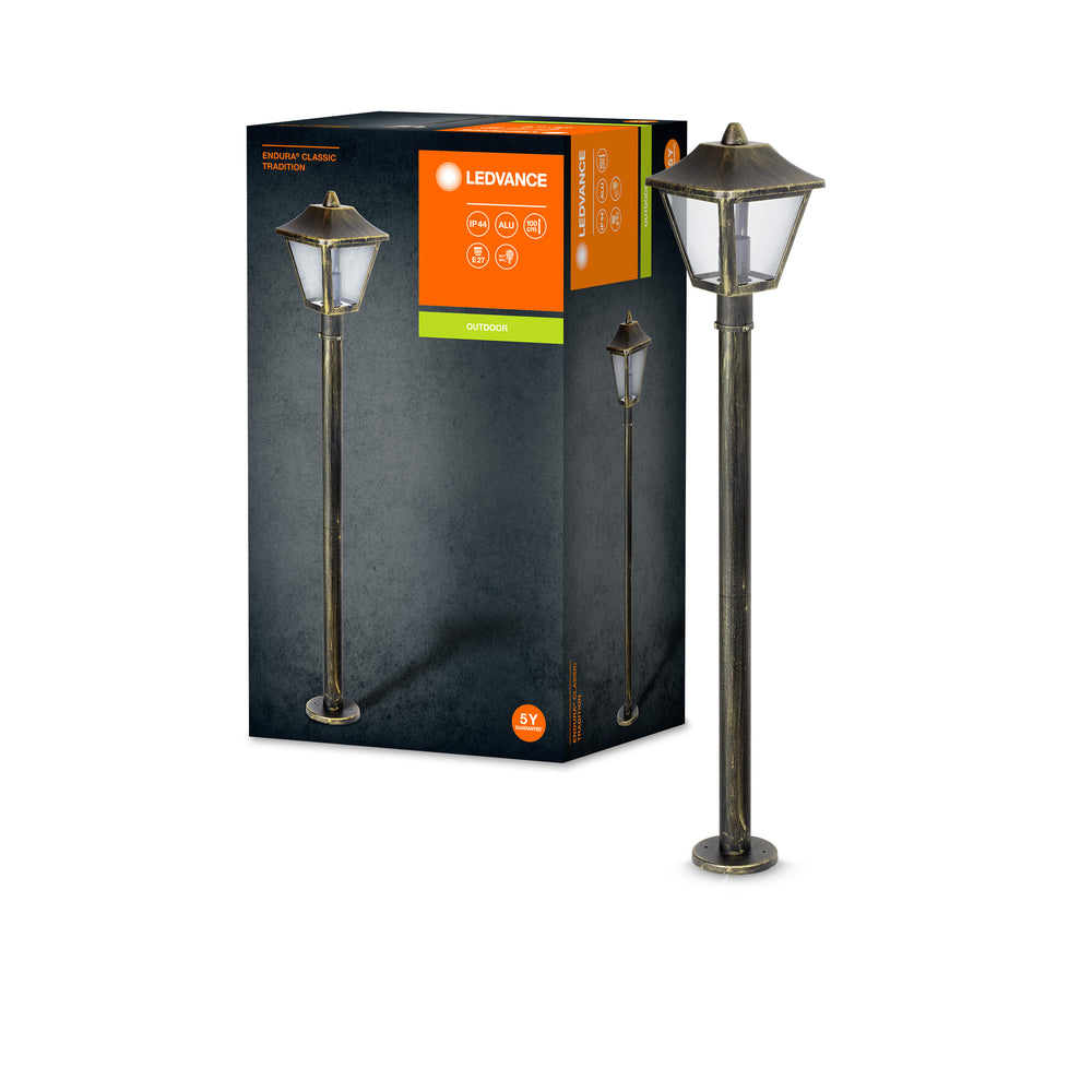 Ledvance ENDURA Classic Tradition Außen-Stehlaterne E27 Schwarz/Gold IP44 Aluminium 1000mm