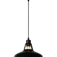 Lucide BRASSY-BIS hanging lamp Black, 1xE27 socket, adjustable height, round metal shade Ø31cm, IP20