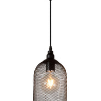 Lucide Mesh hanging lamp Black, round metal shade Ø150mm, E27 socket 60W max, height adjustable, IP20